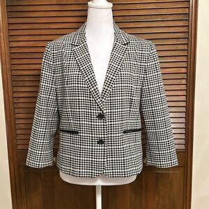 Express Black/White 3/4 Sleeve Plaid Blazer/Jacket Size 12